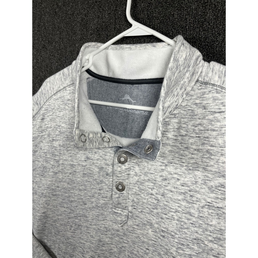 Tommy Bahama Mens XXXL Grey Heathered Snap Mock Neck Pullover Sweater